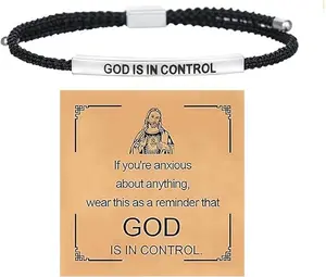 Inspire Bracelet "GOD IS IN CONTROL"/"DIOS TIENE EL CONTROL" - Premium Artistic Engraving, Stainless Steel & 18k Gold Plated, Adjustable Up to 10in, Meaningful & Visually Appealing Jewelry,  Perfect Mother's Day Gift, SummerVibes
