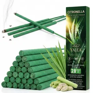 YAJEA Citronella Thick Incense Sticks 28PCS, Fresh Lemongrass Aroma, Long Lasting Outdoor Summer Scent for Patio Garden Balcony Camping Porch Backyard Home Fragrance