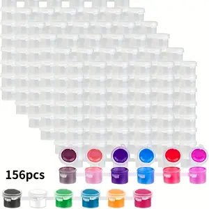 156pcs Empty Paint Cans, 2ml/0.06oz Acrylic Mini Paint Containers, Durable Plastic, Leak-Proof & Easy-Sealing, for School Art Craft Projects
