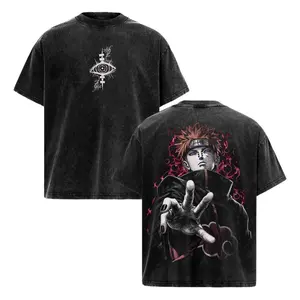 Naruto Pain Nagato T-Shirt – Oversize Anime Graphic Tee, Acid Washed Heavy Cotton Shirt, Vintage Manga Streetwear, Unisex Casual Wear, Anime Merch, Gift for Anime Fans, 90s graphic good tees Casual American Short Sleeve Unisex T-shirt,Gym & Streetwear