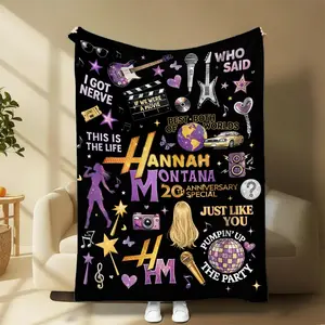 Hannnah Montanna 20th Anniversary Blanket, Teen Pop Star Bedding For Women Girls, Cozy Printed Design, Pop Culture Gift Idea | 270326.R0718.ID01
