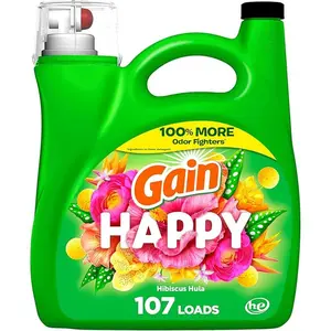 Gain Liquid Laundry Detergent, Happy, HE Compatible, 154 fl oz, 107 Loads