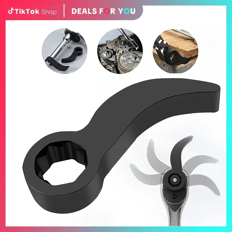 1-Piece 65 High Manganese Steel Pry Bar Mechanic Wrench Adaptor Head, 1/2" Drive Crowbar Tool, Compact Head Fits Tight Repair Spots, Adjustable Angle Half Shaft Removal Car Repair Tools, Confined Space Use, 65Mn Steel Built for Heavy Use