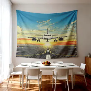Retro Airplane Sky Wall Tapestry, Trendy Youthful Home Decor, Covers Clutter & Circuit Breakers, Gift for Housewarming Birthday Christmas