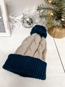 Richardson Chunk Twist Beanie - Stone/Navy
