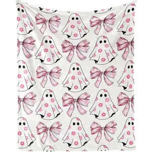 Pink Boo Ghost Halloween Fleece Blanket, Nap Happy Halloween Throw Blankets for Boys Girls Women Men, Funny Gift for Halloween, Decoration for Halloween's Day