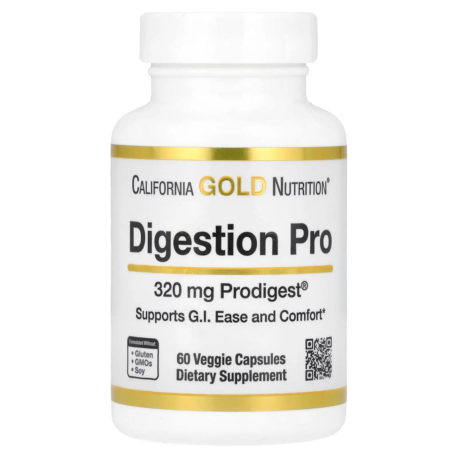 California Gold Nutrition Digestion Pro with ProDigest®, Botanical Digestive Blend of Artichoke and Ginger Extracts, 320 mg, 60 Veggie Capsules
