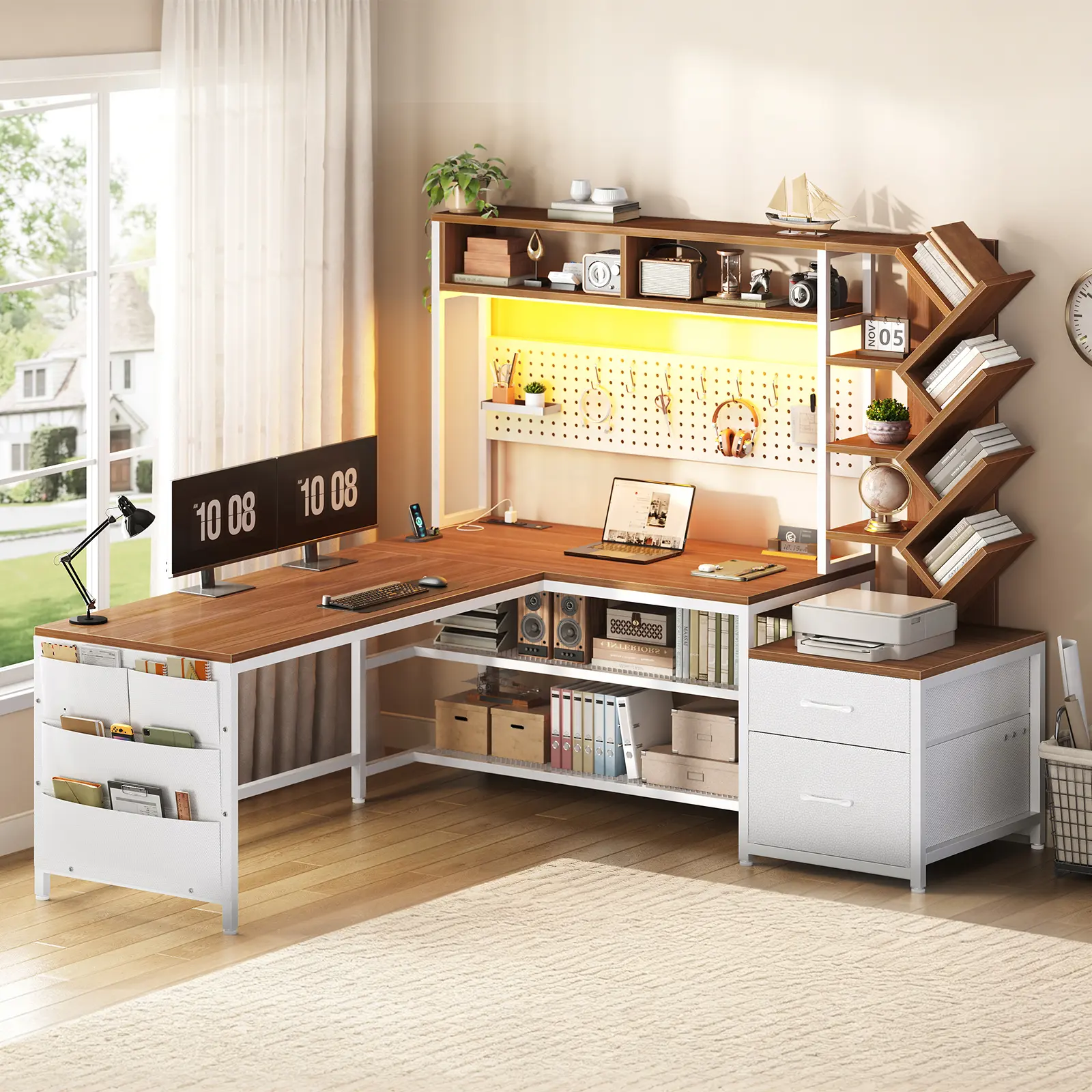 Brown and White