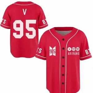 Full Print Bangtan Baseball Jersey Jersey, Vintage V 95 Jersey Shirt for Men & Women, Baseball Jersey for Men and Women, Baseball Jersey Style