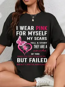 100% Cotton Unisex I Wear Pink For Myself My Scars But Failed Breast Cancer T-Shirt