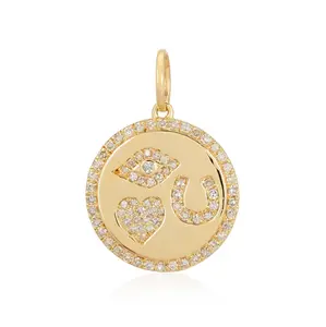 Lucky Charm Diamond Medallion Pendant in 14K Yellow Gold