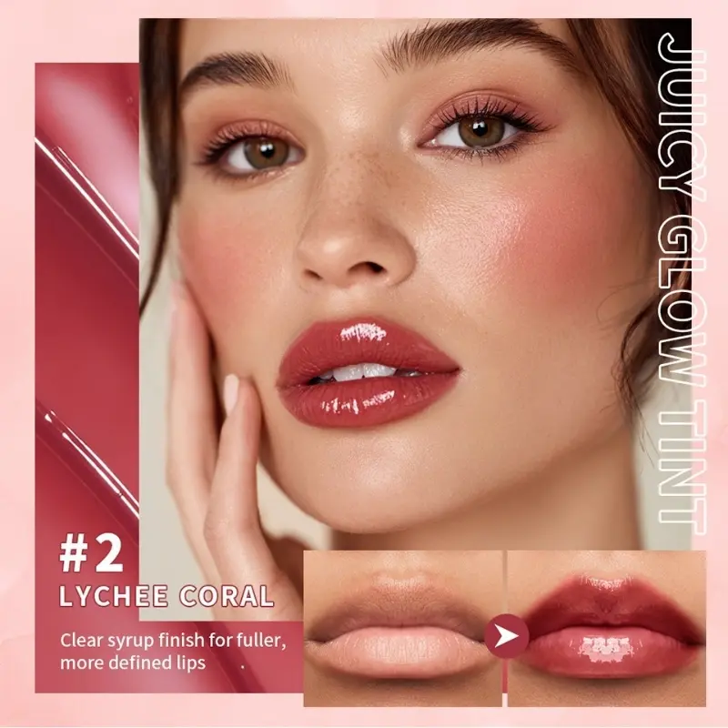 Lakerain 3PCSjuice mirror water light lip glaze liquid silk smooth lightweight lipstick