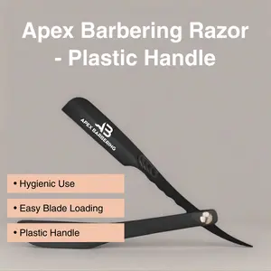 Apex Barbering Razor - Plastic Handle, Hygienic Use, Easy Blade Loading, Spring-Loaded Retention, Lightweight Smooth Grooming Tool