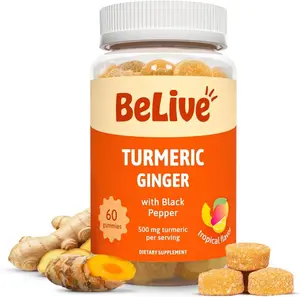 Turmeric and Ginger Gummies with Curcumin and Black Pepper Extract 500mg for Immune Support Healthy Skin and Joint Mobility Tropical Flavor Supplement Non GMO Gluten Free Made in USA High Potency Chewable Daily Nutrition for Men and Women