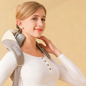 Golden Angle Shiatsu Massager with Heat for Neck & Shoulder Pain Relief 2-in-1 Solution 4 Deep-Kneading Nodes Portable & Rechargeable Cordless Massage
