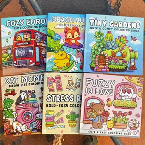 Super Cute Simple Coloring Book Pack, Art Sketchbooks, Stress Relief Art Therapy, Easy Scenes & Adorable Characters, Perfect Gift for All Ages