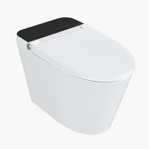 Modern Smart Toilet with Auto Open/Close Lid - 1000g MaP Flush & Foam Shield Dispenser - Heated Seat, Foot Sensor Flush, LED Display - Luxury One-Piece Elongated Bidet Toilet in Black/Gunmetal/Rose Gold