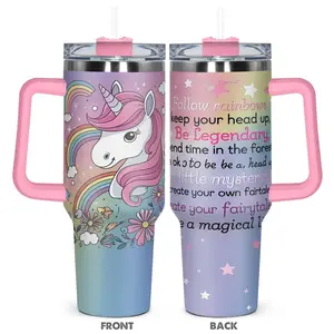 Unicorn Pattern Tumbler with Lid, 1 Count 40oz Stainless Steel Water Bottle, Insulated and Durable, Gift for Any Occasion, Drinkware