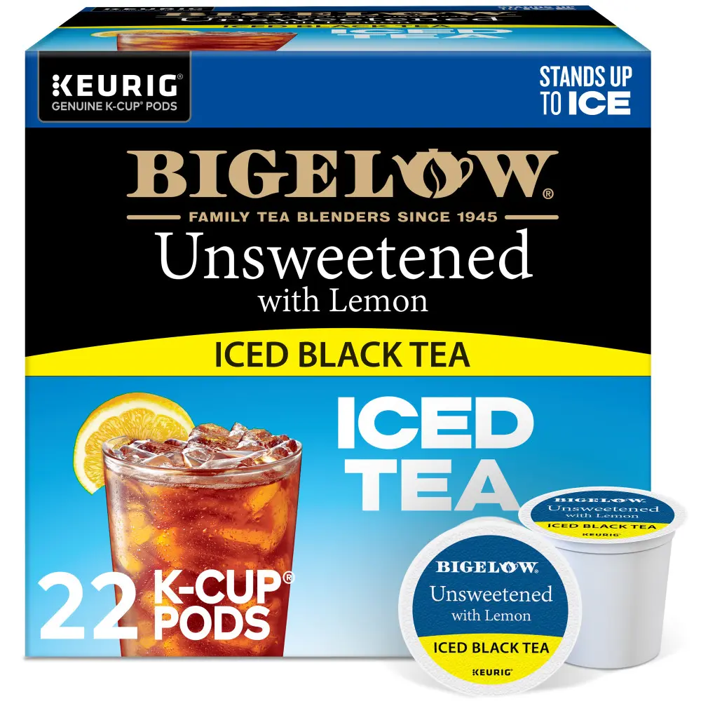 Bigelow Black Tea with Lemon Unsweetened Iced Tea - Keurig K-Cup Pods - Black Tea - Lemon Flavors - Single Serve Tea Drinks