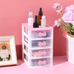 4 Layer Desktop Dresser Cabinet Kawaii Plastic Mini Drawer Organizer for Bathroom, Desk, Home, Office 6.89*5.31*8.86 inch
