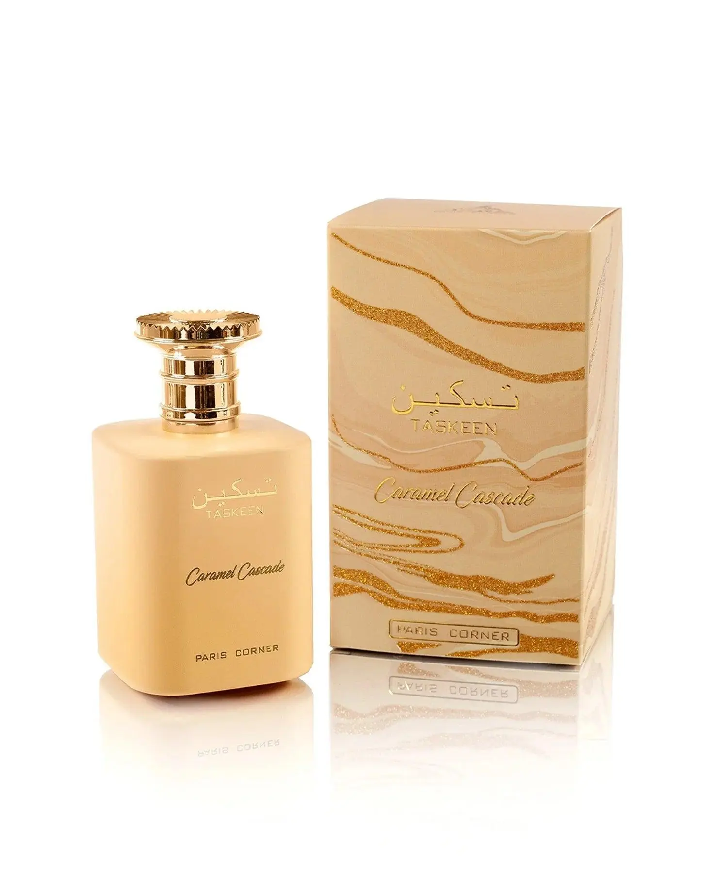 Paris Corner Taskeen Caramel Cascade Unisex EDP Perfume Spray - 100ML (3.4oz) with Caramel, Vanilla Blend Fragrance, Caramel Cascade Perfume