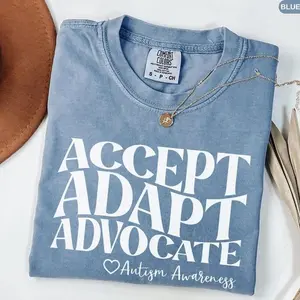 Comfort Colors Accept Adapt Advocate Shirt, April Autism Awareness Month, Autism Mom Shirt, Counselor Shirt