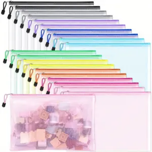 20-Pack A4 Letter Size Waterproof Zipper Pouches with Label Pocket - Durable, Reusable, and Easy-to-Organize Storage Bags for Classroom, Office, and Home - Ideal for Board Game, Document, and School Supply Storage