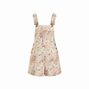 Cider Floral 100% Cotton Square Neck Metal Detail Romper