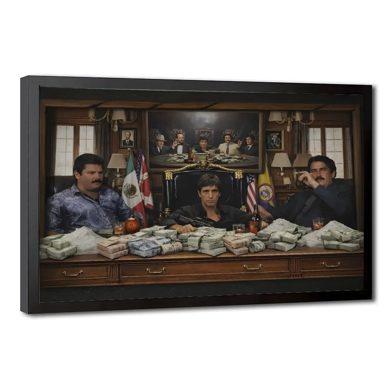 Artistic Gangster Canvas Print Poster - Scarface (Al Pacino/Tony Montana), El Chapo, Pablo Escobar Home Decor Wall Art with Frame Option, Ideal Gift for Home Supplies Enthusiasts