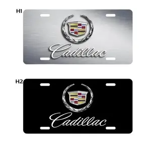 [SALE 50%] Cadillac Cadi Wreath Inspired Art License Plate Luxury Crest Logo Vanity Tag Flat Aluminum Car Plate