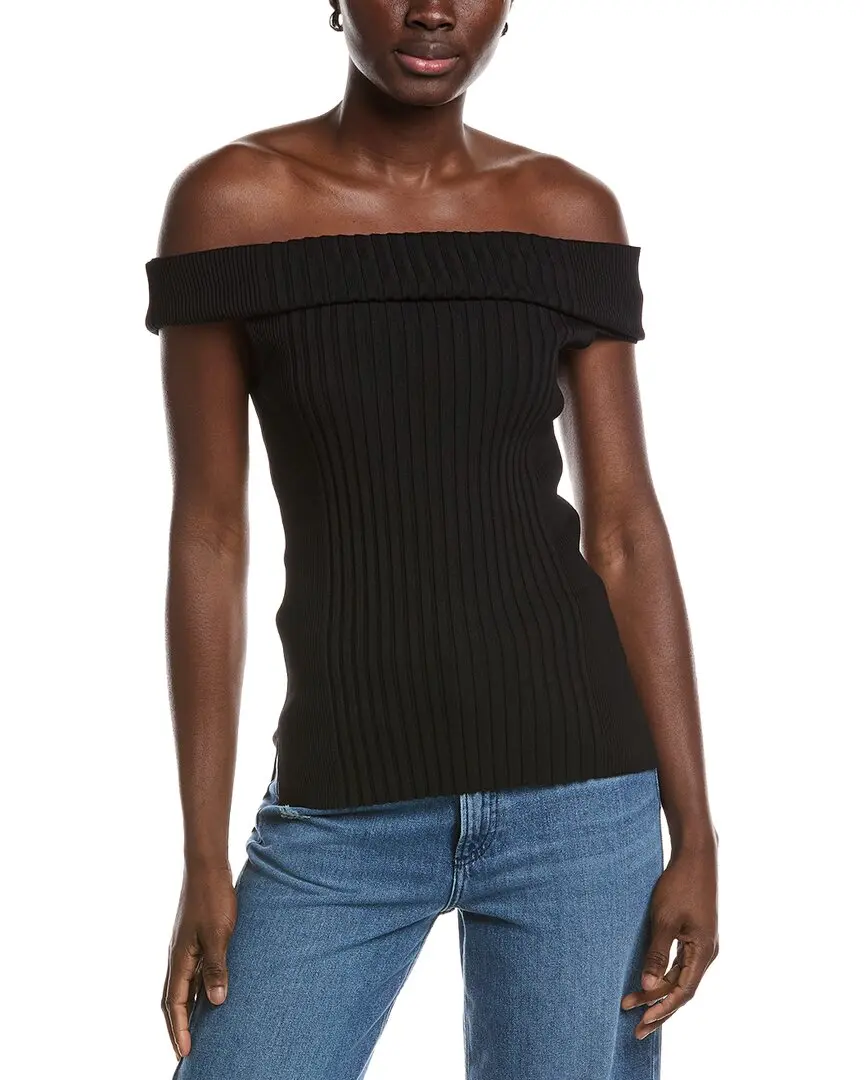 GANNI Melange Knit Off Shoulder Top
