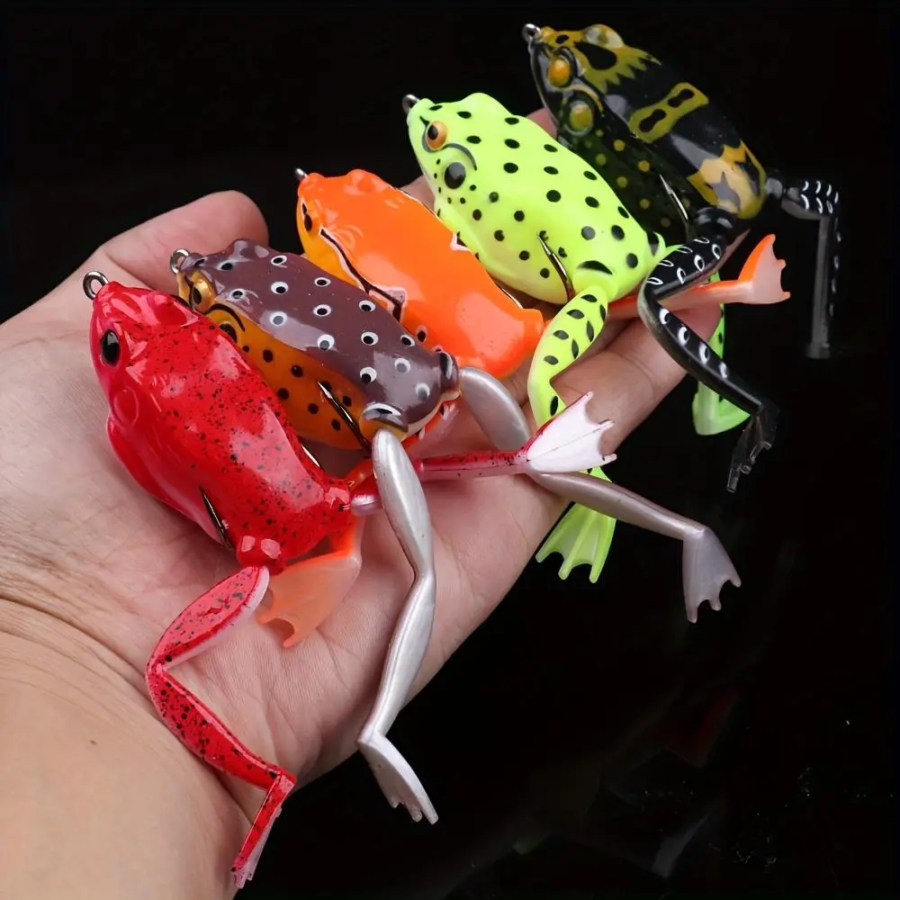 5pcs with Box Frog Lure, Topwater Fishing Lures, Frog Lures for Bass Fishing, Top Water Frog Soft Swimbaits Fishing Lures for Bass Trout Pike Snakehead