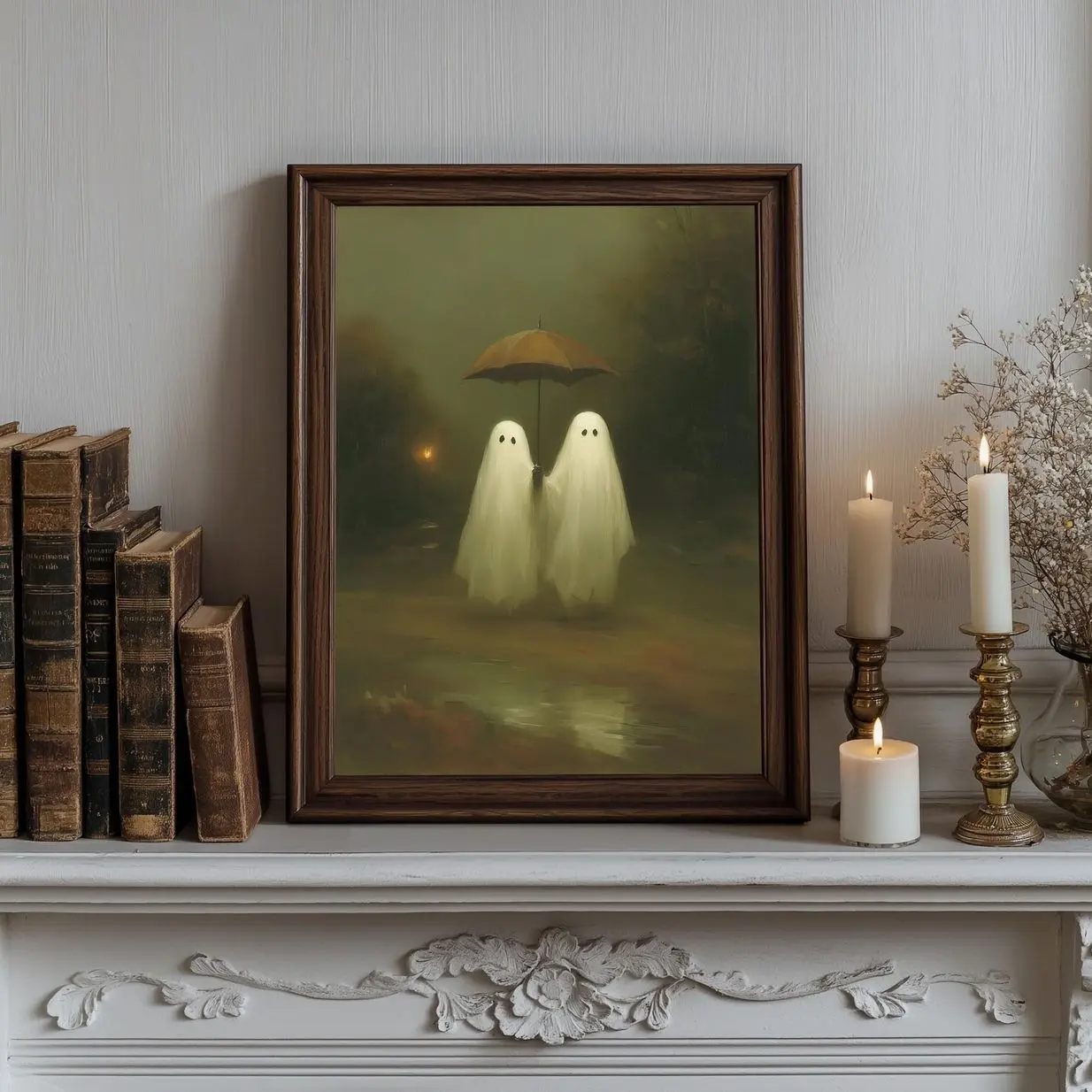 Poster Cute Ghosts Wall Art – Spooky Gothic Autumn Print