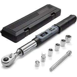 Digital Torque Wrench, 5-99.6 Ft-lbs/6.8-135 Nm, 3/8'' Drive Rachet Torque Wrench with Buzzer & Colorful LED ,  Torque Wrench Set for    Tire Auto Repair