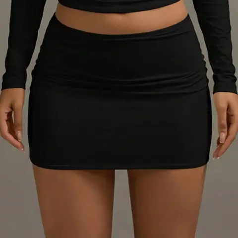 Women's Spring Summer Knitted Plain Pattern Low Waist Slim Fit Short Length Mini Skirt, Slim Fitting Skirt, Stylish Bodycon Skirt, Fashionable Bodycon Casual Basic Versatile Skirt for Daily Home Holiday Vacation Womenswear