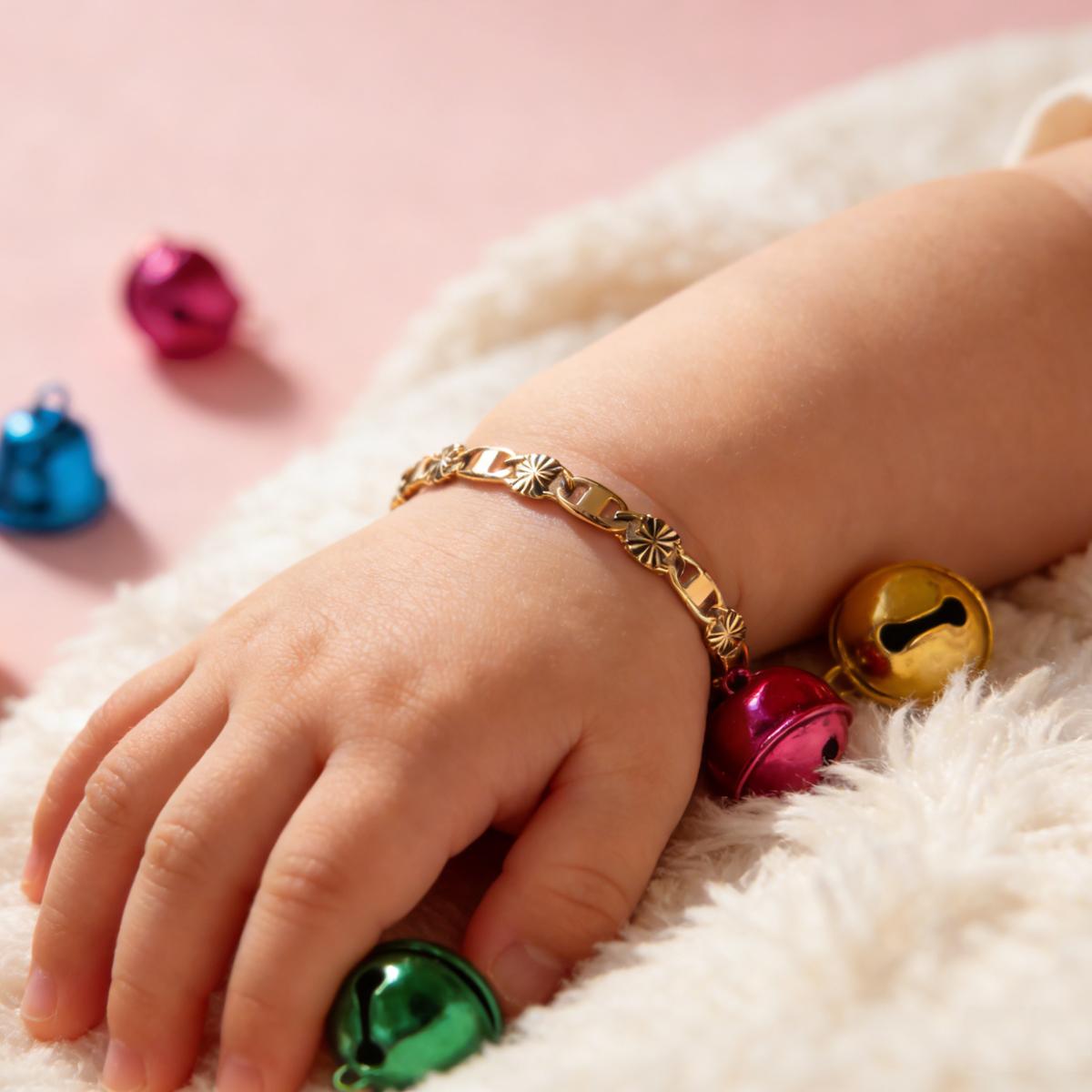 Perfect Present for Babies.Kids Gold Plated Bracelet - Fashion Accessory for Boys and Girls, Durable & Tarnish Resistant,  Available in Multiple Sizes.Baby Bracelet.