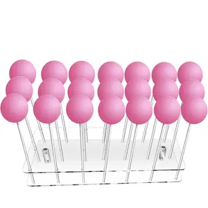 21 Hole Clear Acrylic Cake Pop Stand Lollipop Holder with Lollipop Sticks for Weddings Baby Showers Birthday Parties Anniversaries Halloween