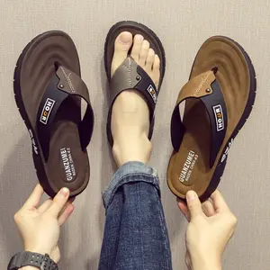 Men's Flip Flops for Summer Beach Wear- Non Slip Thick Soled Casual Simple Flip Flops- Splicing Color Trendy Flip Flops