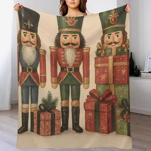 Nutcrackers Presents Throw Blankets Christmas Flannel Blanket Xamas Blankets for Home Bed Sofa Couch 40×50 Inch
