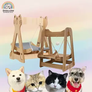 Wooden Cat Swing Basket Cozy Dog Summer Bed Rope Hanging Nest