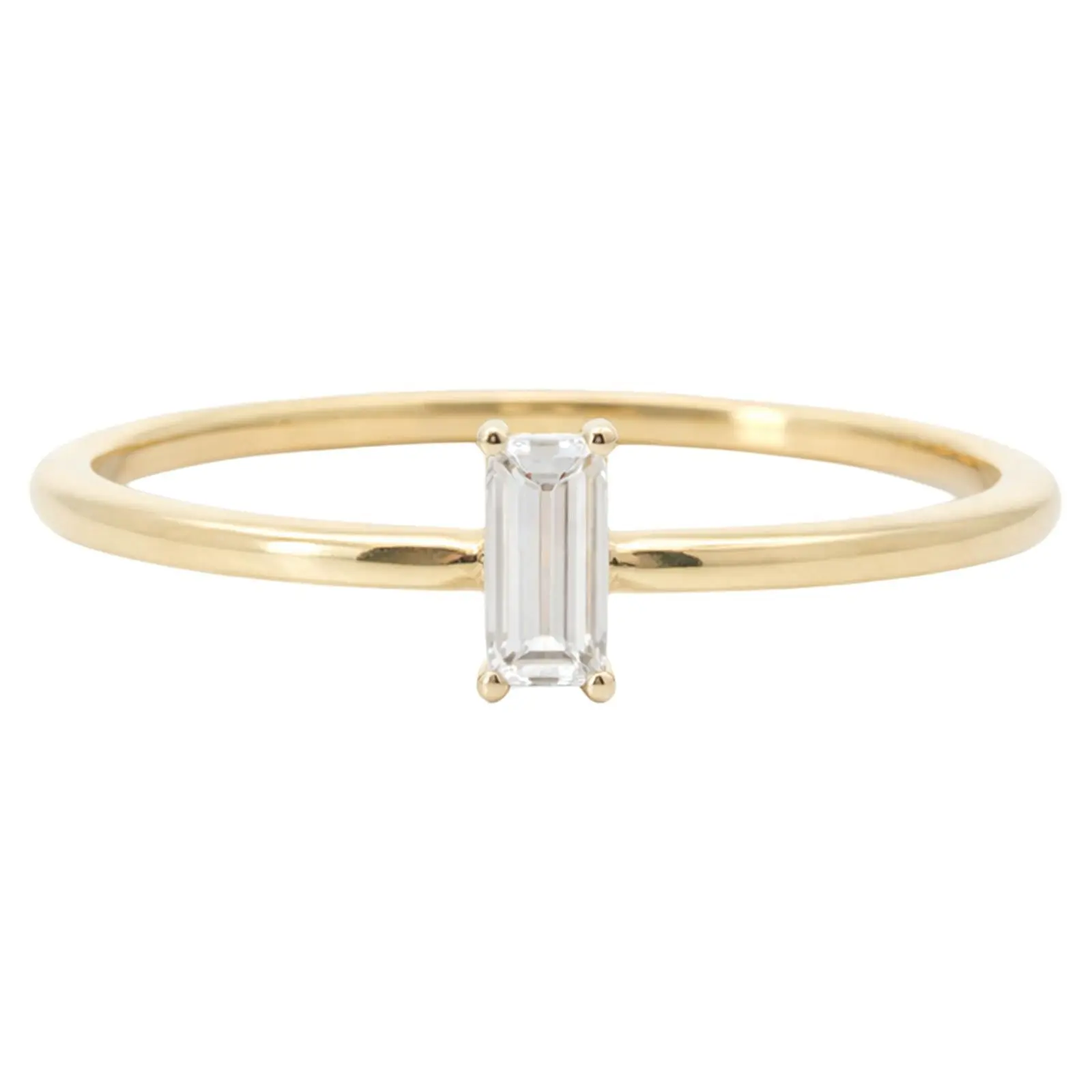Prong-Set Baguette Diamond Solitaire Ring | 14K Gold, Lab-Grown Diamond, 0.20 ct