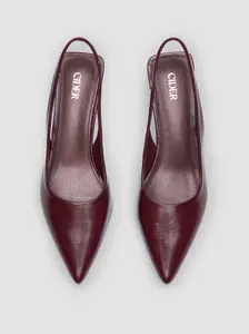 CIDER Metallic Pointed Toe Slingback Kitten Heels