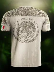 Mexico Aztec Eagle Heritage Soccer Jersey, All over Print, Fitted Casual Style for All Seasons, Unique Animal and Tribal Design