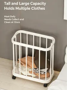 Storage Basket with Wheels - Creamy Milky Aesthetic Design, Omnidirectional Silent Wheels, Large Capacity, Food-Grade PP Material, Multi-Scene All-Purpose Storage, Easy to Clean, No Installation Required