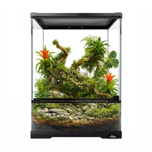 MCLANZOO Mini Reptile Glass Terrarium Tank , Full View with Front Opening Door,Amphibians Enclosure Habitat Cage for Leopard Gecko Tarantula Young Lizard Hermit Crab Frog Insects Breeding