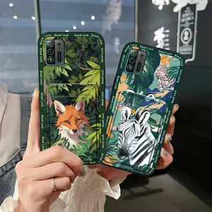 Fashion Design Cartoon Phone Case For ZTE Blade A52 Lite Full wrap Shockproof Silicone Waterproof Anti-dust Dirt-resistant Card slot Card bag Cover TPU Card sleeve Cute Durable