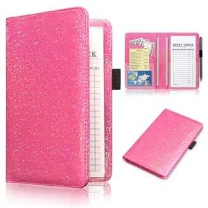 Glitter Server Books for Waitress Waiter Guestbook Notepad Pocket Leather Money Organizer Wallet Fit Apron