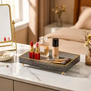 Crystal Desktop Cosmetics Storage Box, 1 Count Multi-functional Sundries Snacks Storage Basket, Makeup Containers, Beauty Organizer, Beauty Supplies Organizer, Home Organizer for Bathroom, Bedroom, Kitchen