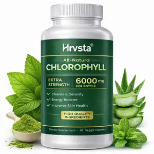 Chlorophyll Capsules 6000mg Extra Strength – Natural Detox & Cleanse Support Supplement, Energy Booster & Skin Health Formula, Liquid Chlorophyll Alternative, 60 Veggie Capsules