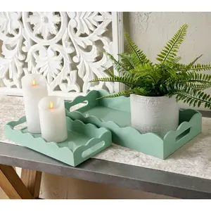 Mrs. H by Dee Hilfiger Set of 2 Scalloped Wooden Trays